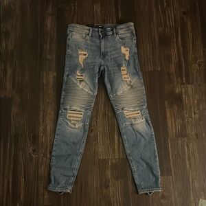 Men's Distressed Blue Jeans